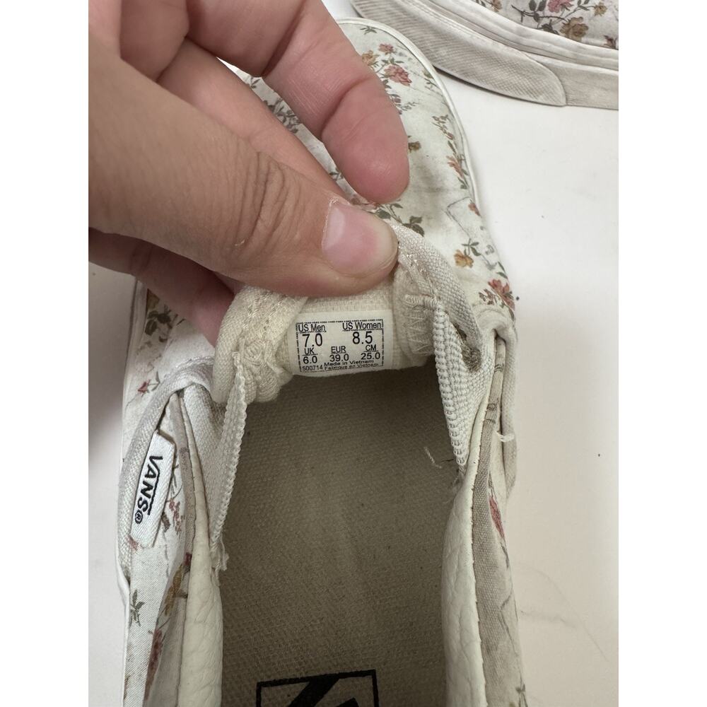 VANS Floral Slip On Canvas Sneakers White Pink Yellow Green Women's Low Top